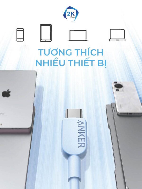 Cáp sạc Anker Type C to C A81E1 cho iPhone 15 - Hình ảnh 3