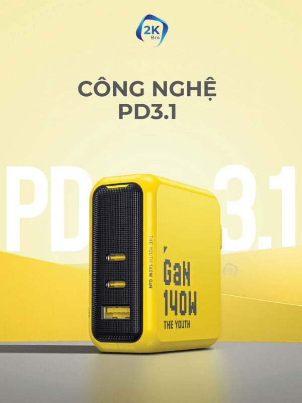 Củ sạc AOHI 140W THE YOUTH GAN 2C1A - Hình ảnh 3